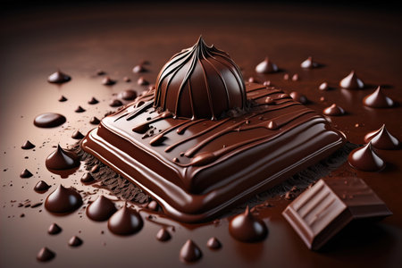Chocolate truffles on a dark background. ai generativeの素材