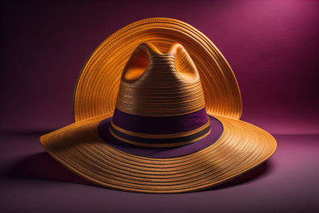 Fashionable hat on a solid color background. ai generativeの素材
