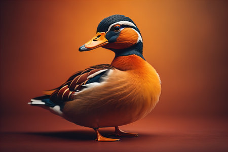 Beautiful duck on a solid color background. ai generativeの素材