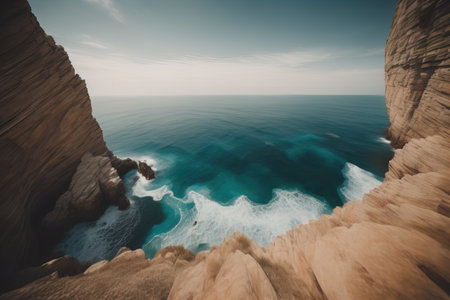 Beautiful seascape with stormy sky. Long exposure shot. ai generativeの素材