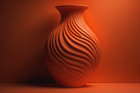 Ceramic vase on a solid color background. ai generativeの素材