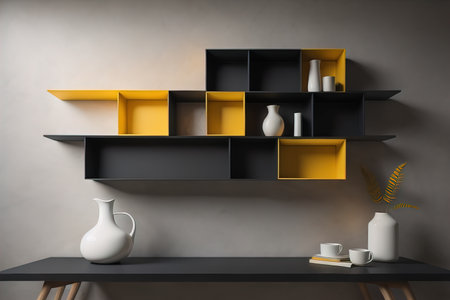 Bookshelf in scandinavian interior. ai generativeの素材