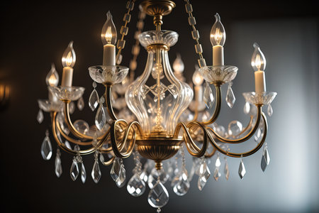 Luxury chandelier isolated on dark background. ai generativeの素材