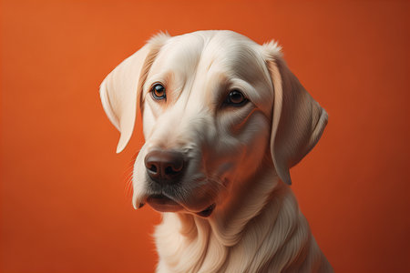 Portrait of a cute dog on a colorful background. Studio shot. ai generativeの素材