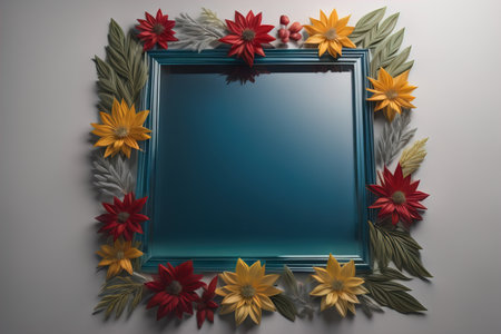 Glass picture frame on a solid color background. ai generativeの素材