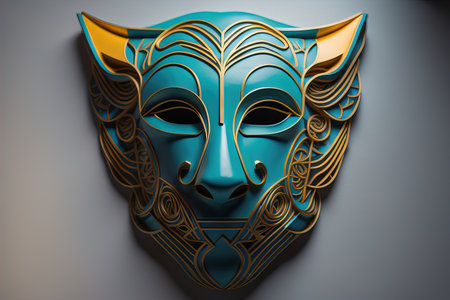 Mardi Gras mask isolated on solid color background. ai generativeの素材