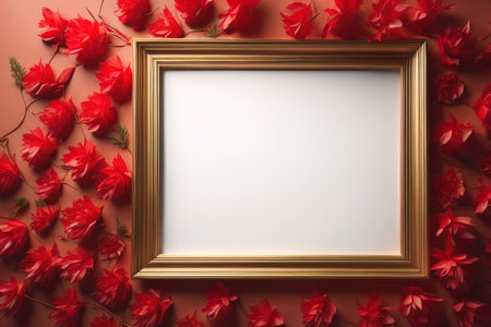 Glass picture frame on a solid color background. ai generativeの素材