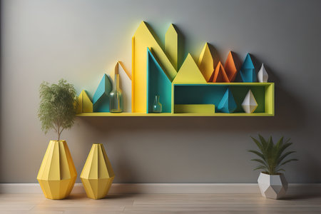 Bookshelf in scandinavian interior. ai generativeの素材