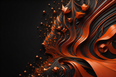 abstract geometric composition over black background with orange elements. generative aiの素材