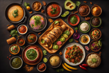 Group of Indian food including dahi vada, generative aiの素材