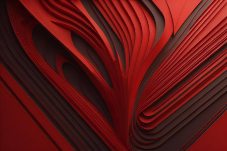 Abstract red background with curved lines. generative aiの素材