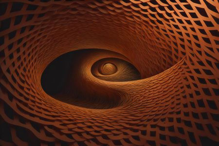 Abstract spiral tunnel with holes in the center. generative aiの素材