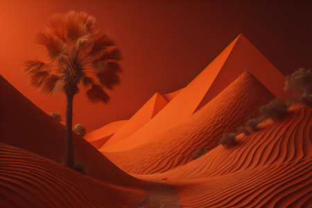 a desert with palm trees and sand dunes. generative aiの素材