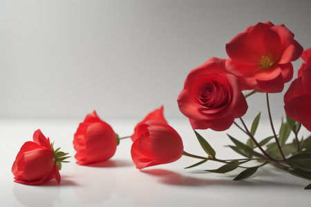 Beautiful red roses on white background. Valentines day concept. generative aiの素材