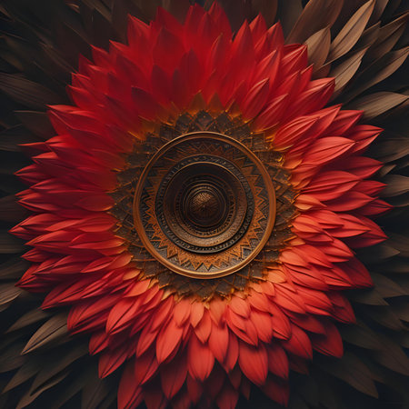 Abstract flower with a circle in the center. ai generatedの素材