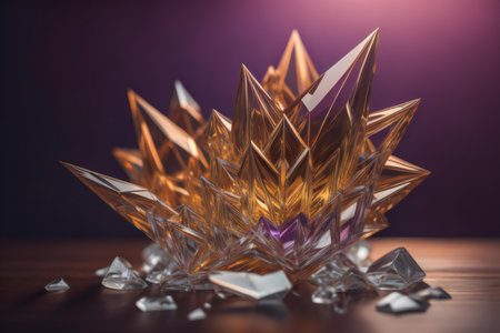Beautiful crystal object on a dark background. ai generatedの素材