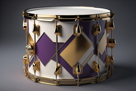 Drum and drumsticks on a dark background. generative aiの素材