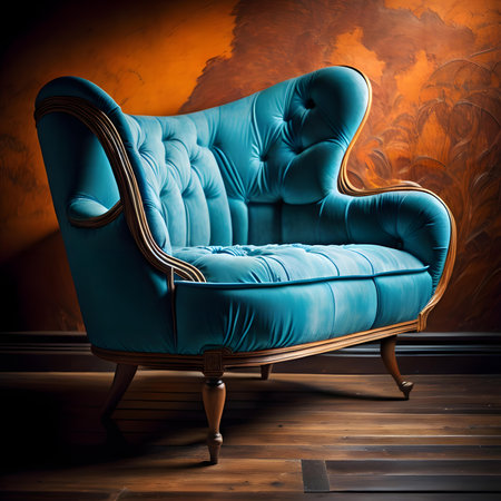 Classic blue armchair in the interior. generative aiの素材