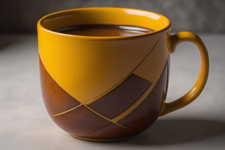 Cup of coffee on a gray background. generative aiの素材