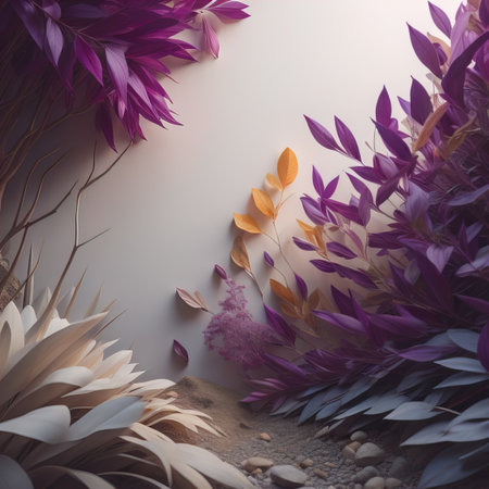 Creative composition made of flowers and leaves. Minimal nature concept. generative aiの素材