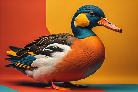 duck on a colored background. generative aiの素材