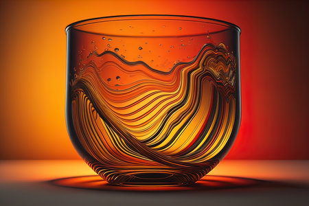 Colorful glass pot on a dark background. ai generativeの素材