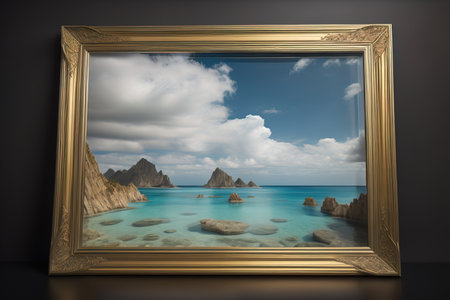 Glass picture frame on a solid color background. ai generativeの素材
