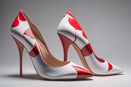 High heel women shoes on a solid colour background. ai generativeの素材