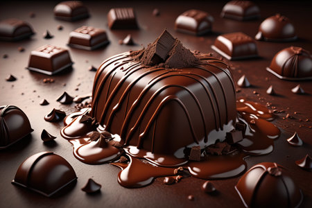 Chocolate truffles on a dark background. ai generativeの素材