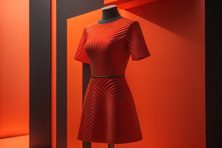 Women's dress on a mannequin in a fashion store. ai generativeの素材