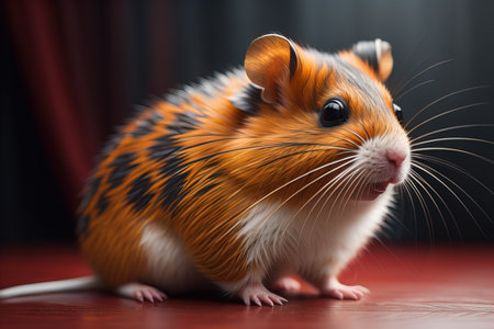 Hamster on a solid color background. Close-up of a hamster. ai generativeの素材