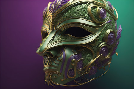 Mardi Gras mask isolated on solid color background. ai generativeの素材
