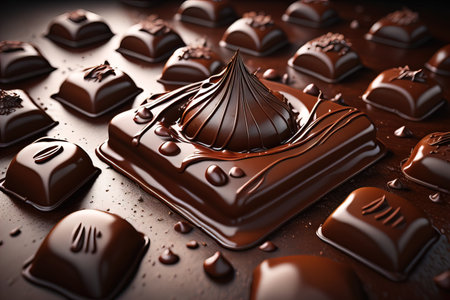 Chocolate truffles on a dark background. ai generativeの素材