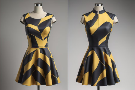 Women's dress on a mannequin in a fashion store. ai generativeの素材