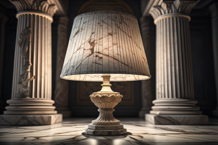 Lamp in the interior of the old library. ai generativeの素材