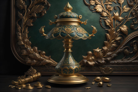 a vintage oriental vase on a solid color background. ai generativeの素材