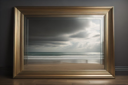 Glass picture frame on a solid color background. ai generativeの素材