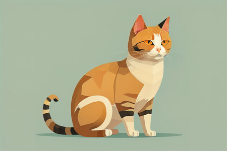 Cute cat sitting on the floor. Vector illustration in retro style. ai generativeの素材