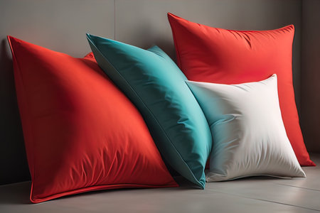 a colorful and decorative pillow on a gray background. ai generativeの素材