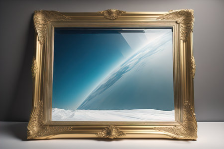 Glass picture frame on a solid color background. ai generativeの素材