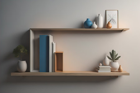 Bookshelf in scandinavian interior. ai generativeの素材