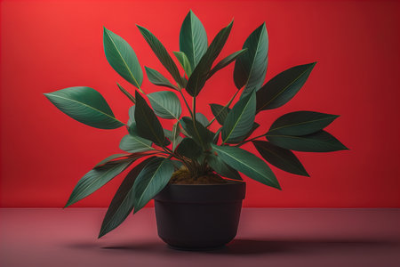 Flowers in a pot on a solid color background. ai generativeの素材