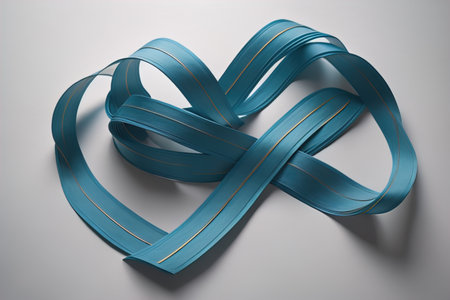 Shiny satin ribbon in brown color isolated on white background. ai generativeの素材