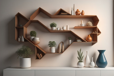 Bookshelf in scandinavian interior. ai generativeの素材