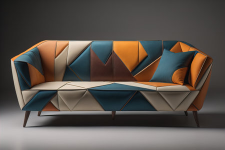A creative, colourful, and stylish sofa in the interior, AI generatedの素材