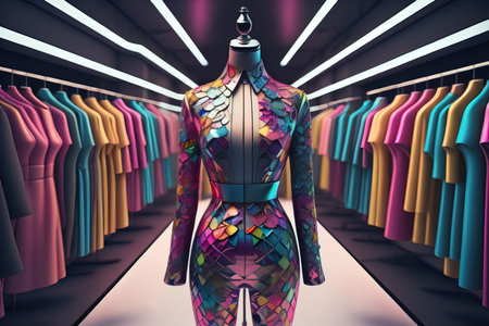 Futuristic fashion mannequin in the store. ai generativeの素材