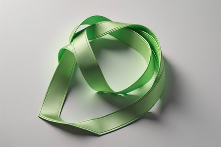 Shiny satin ribbon in brown color isolated on white background. ai generativeの素材