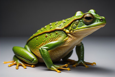 European tree frog, Hyla arborea isolated on solid colour background. ai generativeの素材