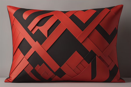 a colorful and decorative pillow on a gray background. ai generativeの素材