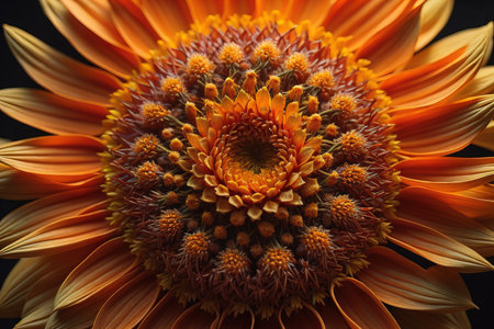 Beautiful yellow dahlia flower on dark background, closeup. ai generativeの素材